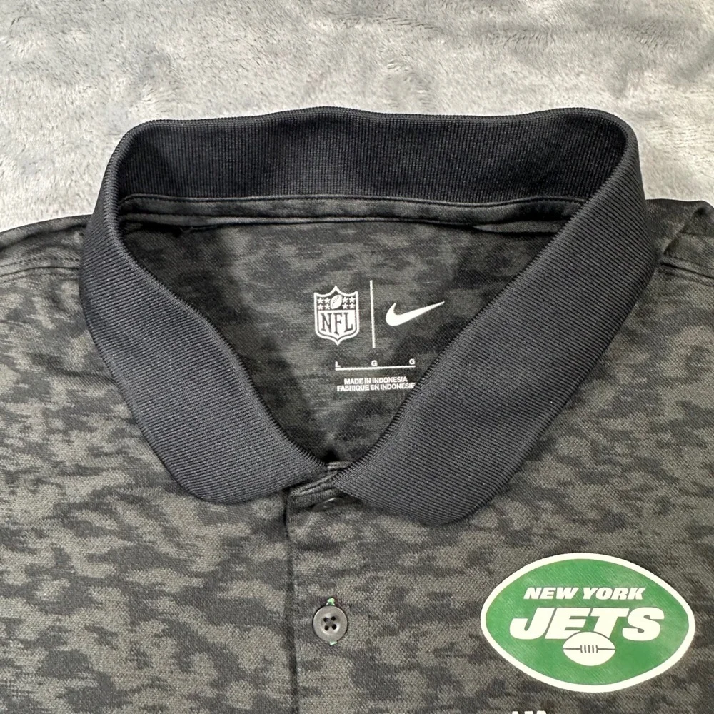 Nike New York Jets Mens Large Polo Shirt Black Gray Camo NKGJ-055Y NFL